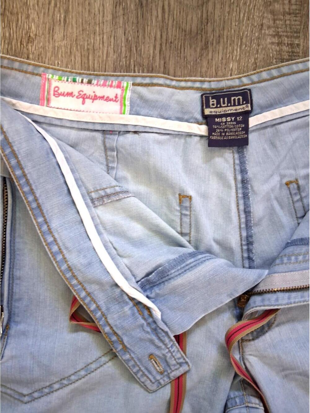 VTG BUM Equipment Women's Missy Size 12, 32x20 Mid Rise Blue Denim Capri Pants - Picture 3 of 13